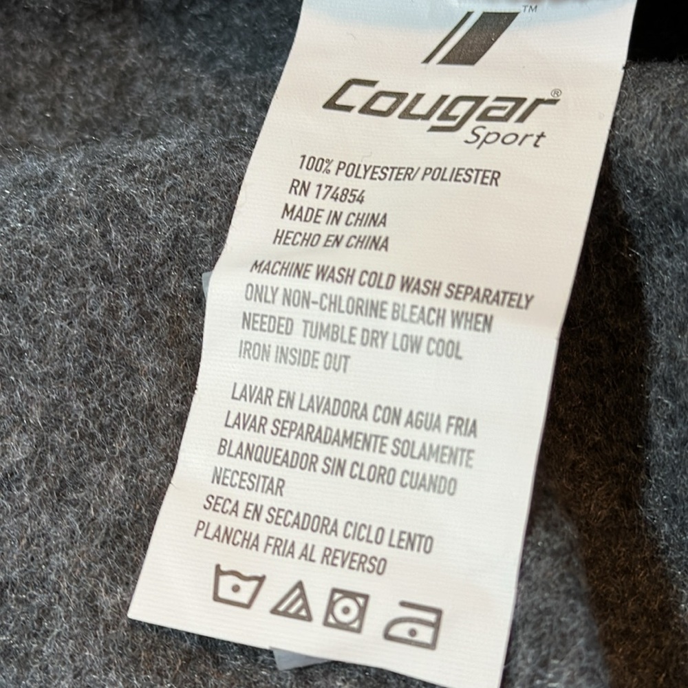 Cougar Sport Performance Black & Grey Fleece Hoodie XXL NWT - Picture 13 of 16